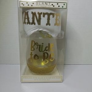 SLANT - Wine glass with sleep mask.  - Bride to be
